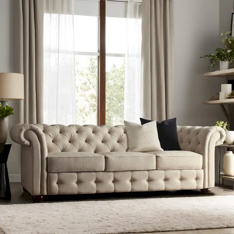 Gdansk Tufted Scroll Arm Chesterfield Sofa