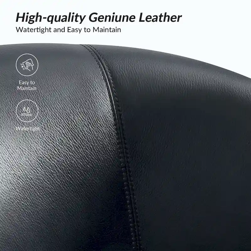 Althea Modern Genuine Leather Swivel Barrel Chair with Solid Wood Base Set of 2 By HULALA HOME