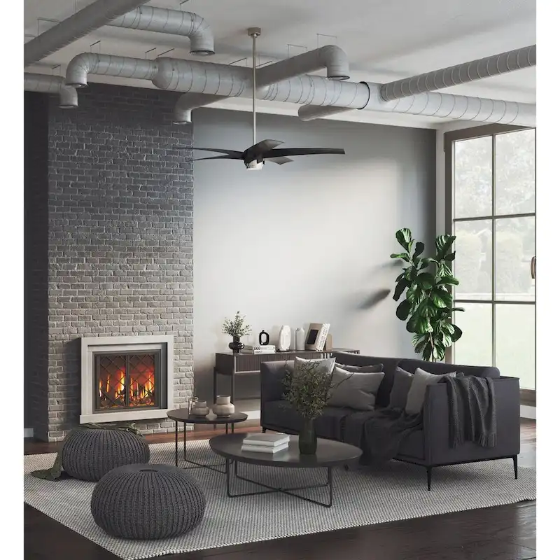 Insigna Collection 72-in Six-Blade Brushed Nickel Contemporary Ceiling Fan with Matte Black Blades - 72 in x 72 in x 14.75 in