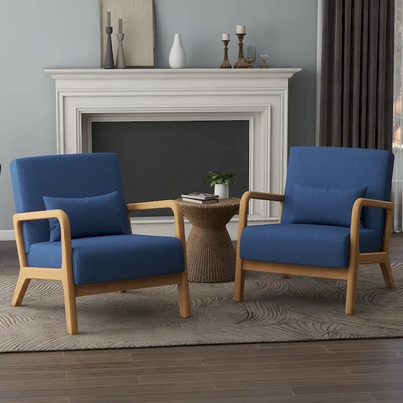 Upholstered Armchair Leisure Chair Accent Chairs Set of 2 with Pillow