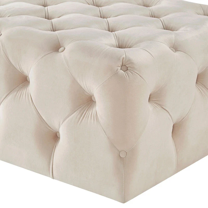 Tufted Rectangular Ottoman with Casters