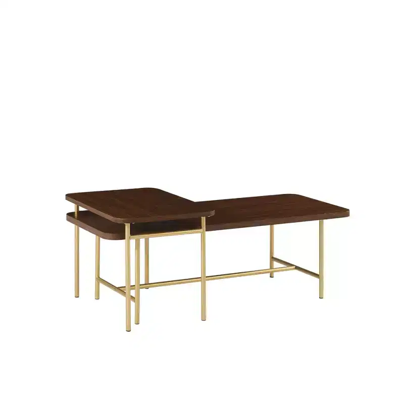 Gold & Brown Rectangle Nesting Coffee Table Set, 2-Piece