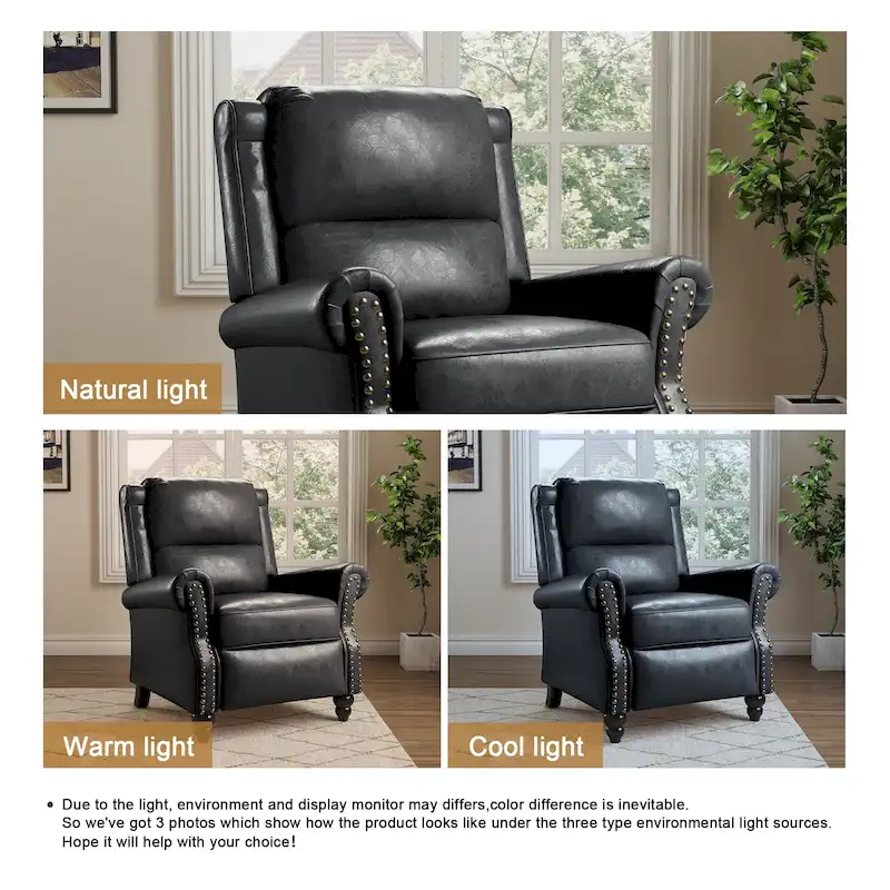 Manual Glider Pushback Recliner Chairs with Nailhead Trim