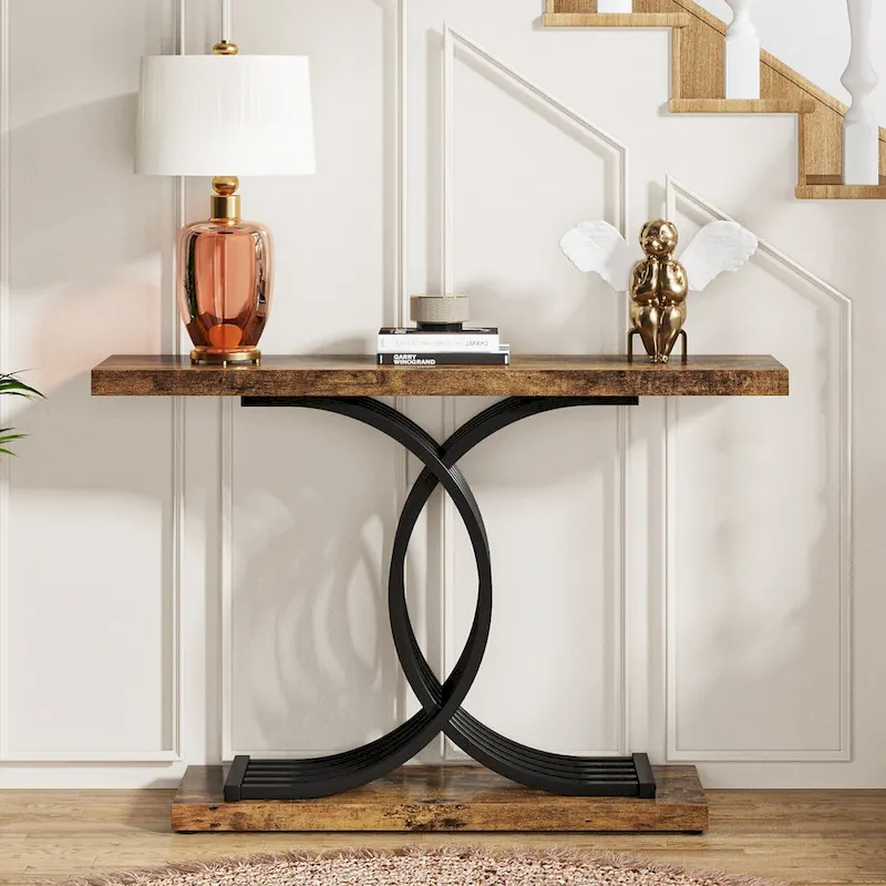 Modern Entryway Table, 39-Inch Console Accent Table, Narrow Wood Sofa Foyer Table