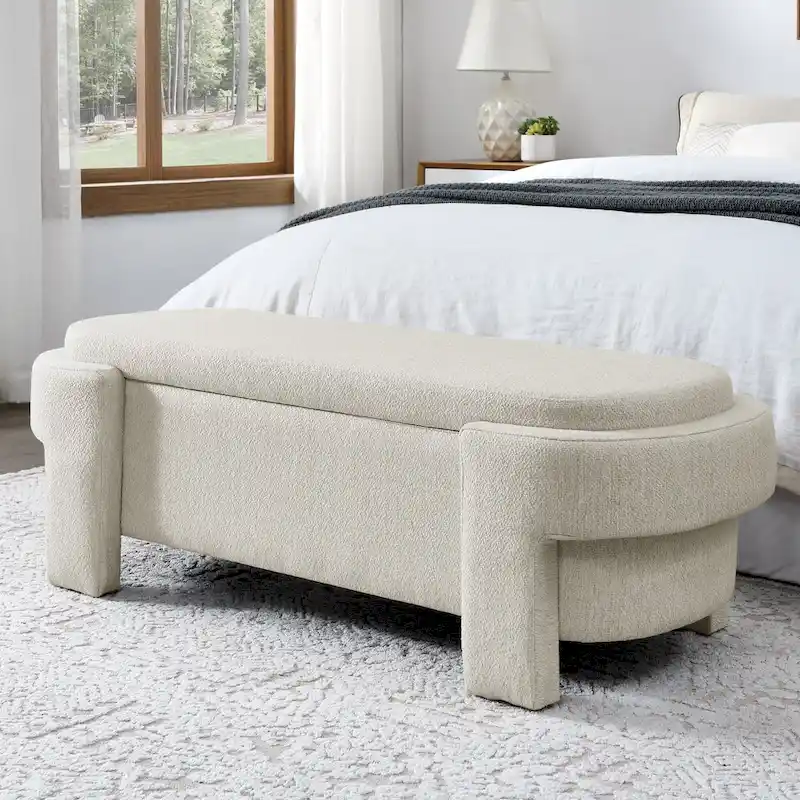 Chenille Upholstered Bench