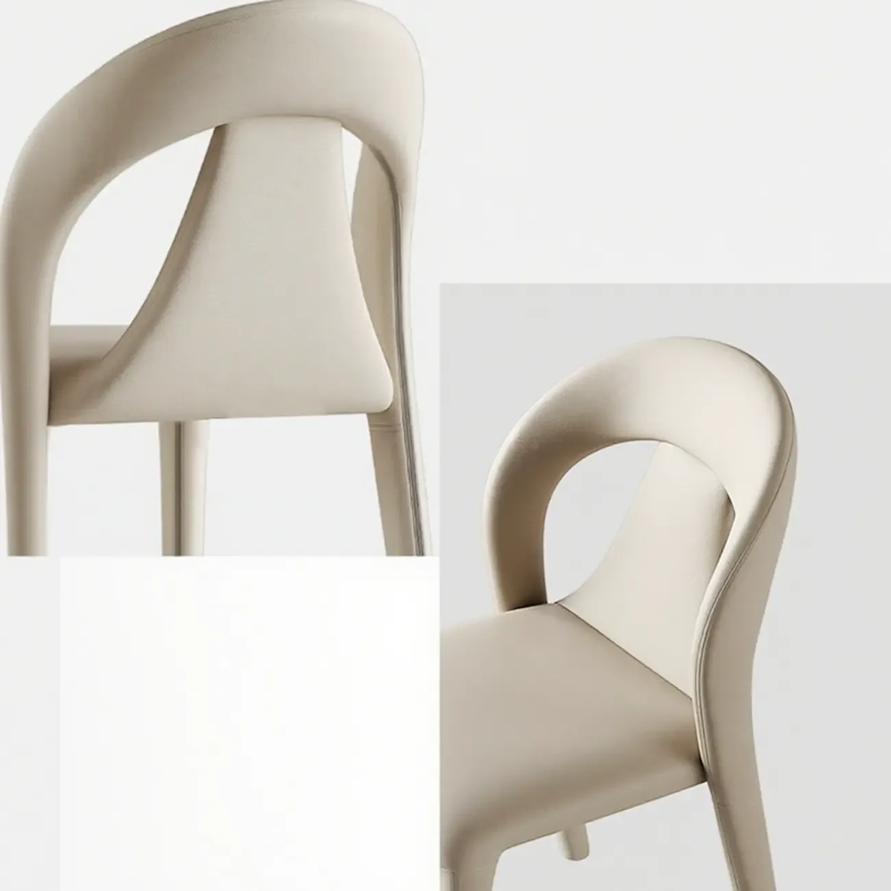 Modern Faux Leather Curved Back Armless Dining Chair Set of 2