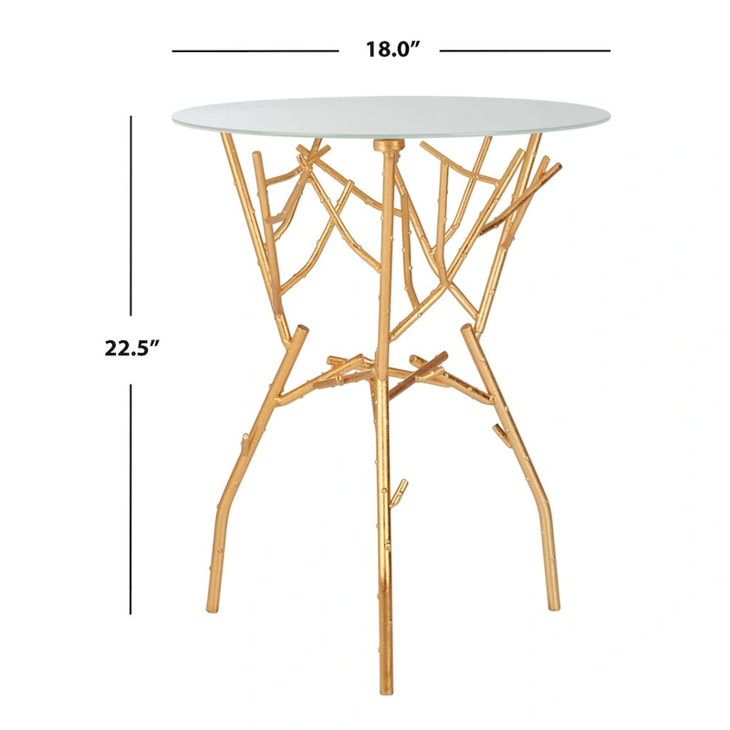 SAFAVIEH Treasures Lawanda Gold/ Blue-White Top Accent Table - 18  W x 18  L x 22.5  H - 18Wx18Dx23H
