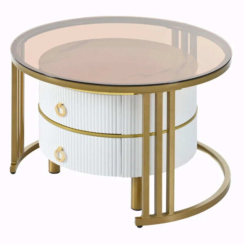 Nesting Coffee Table Set with 2 Drawers