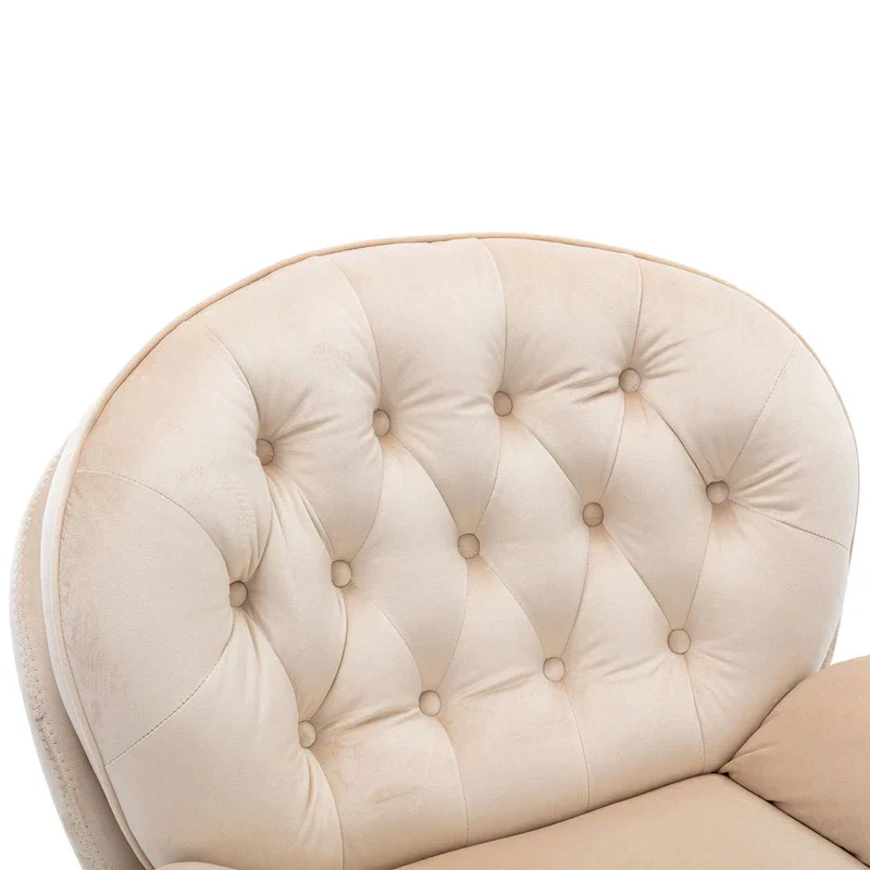Beige Modern 31.7 Swivel Accent Chair with Ottoman