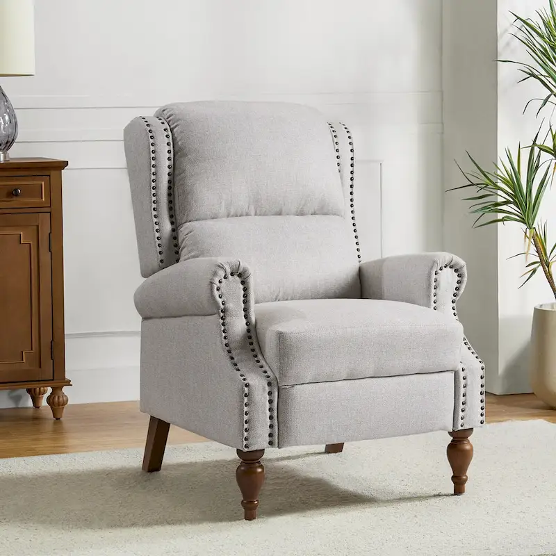 Terri Traditional Roll Arm Manual Recliner with Solid Wood Legs by HULALA HOME