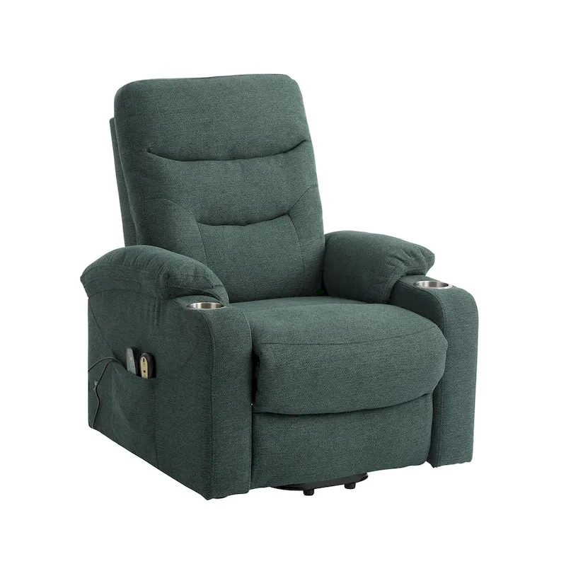 Clihome Soft Upholstered Electric Massage Recliner with Cup Holder