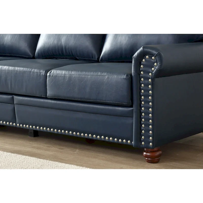 3 Seat Sofa with Rubber wood Legs and Nails finish