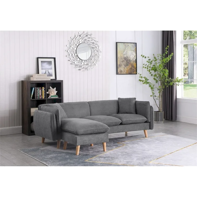Fabric Sectional Sofa Chaise with Tapered Legs