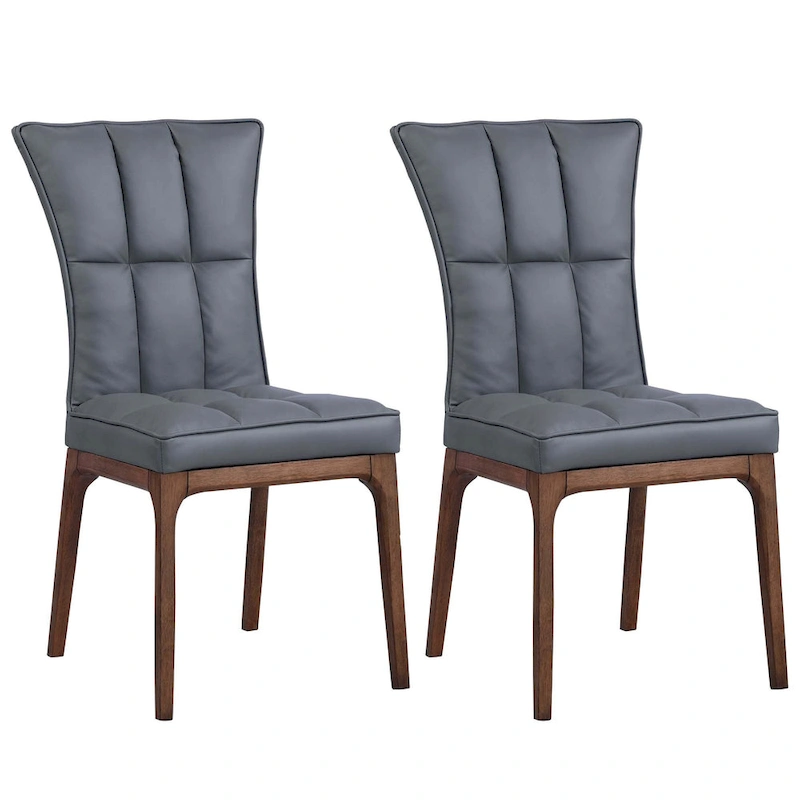 Somette Modern Tufted Side Chair with Solid Wood Frame, Set of 2