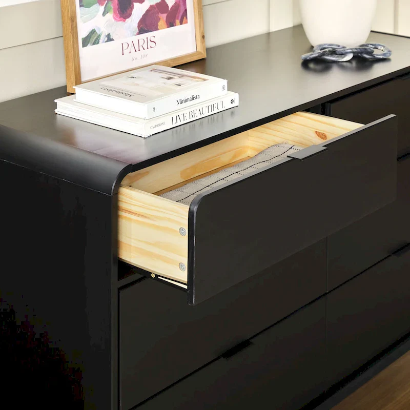 6-Drawer Solid Wood Dresser with Curved Top
