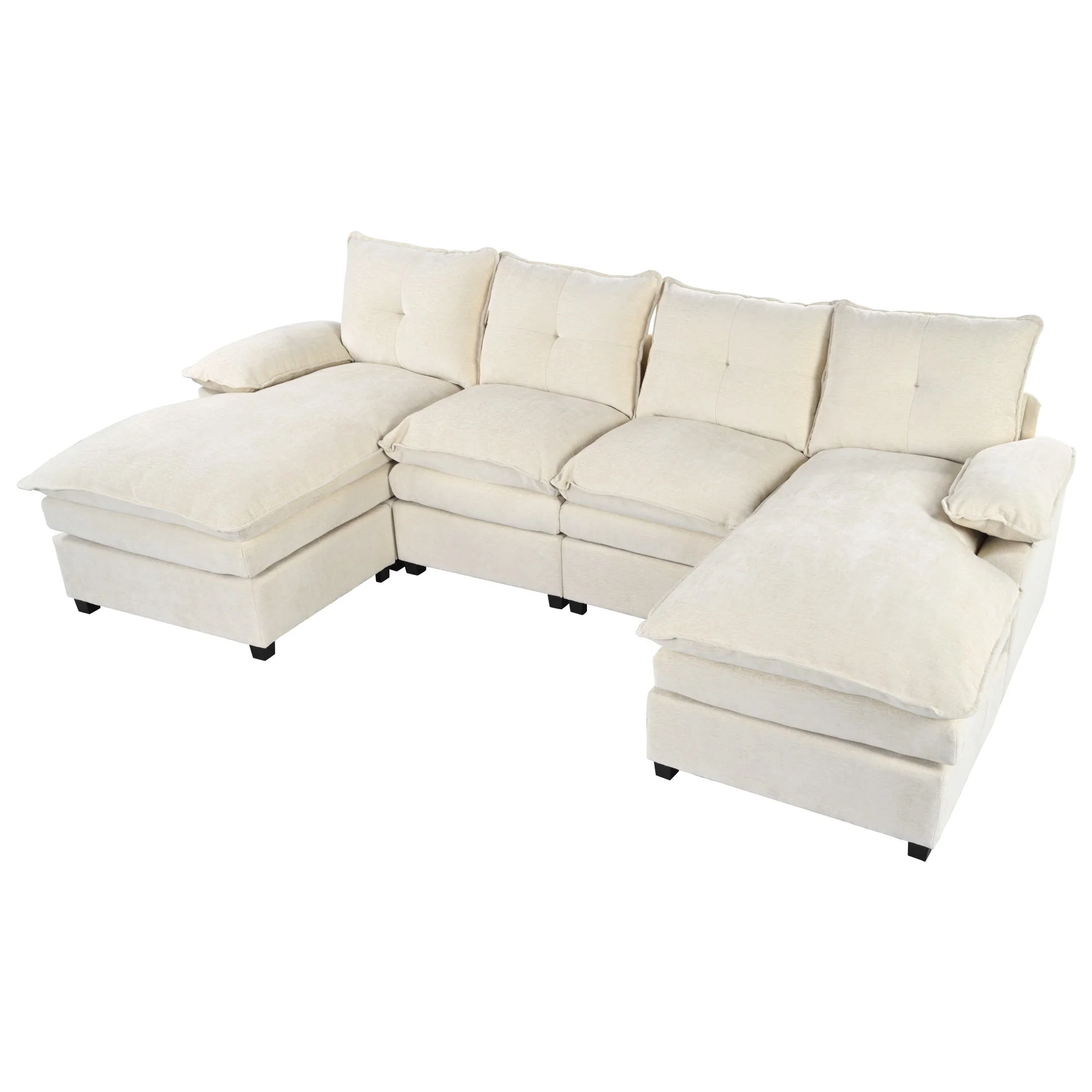 Walker Edison | Chenille Sectional Sofa with Adjustable Armrest Pillows