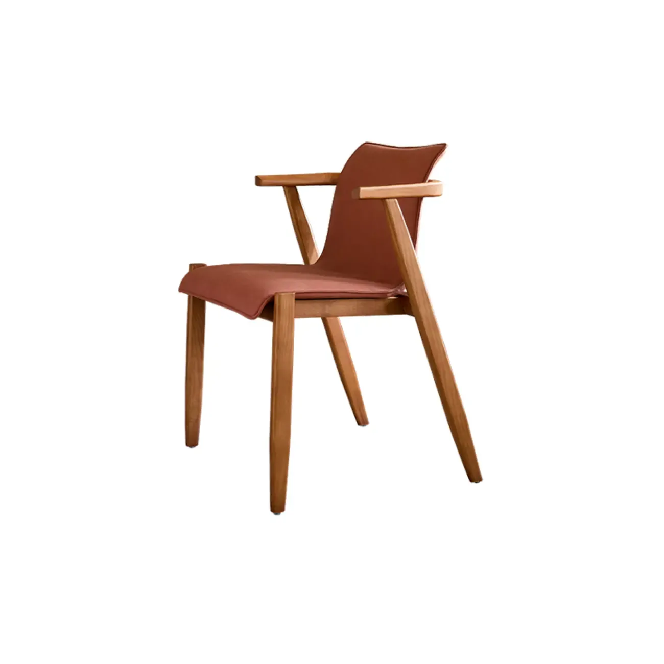 Oak wood Faux Leather Mid-Century Arm Chair
