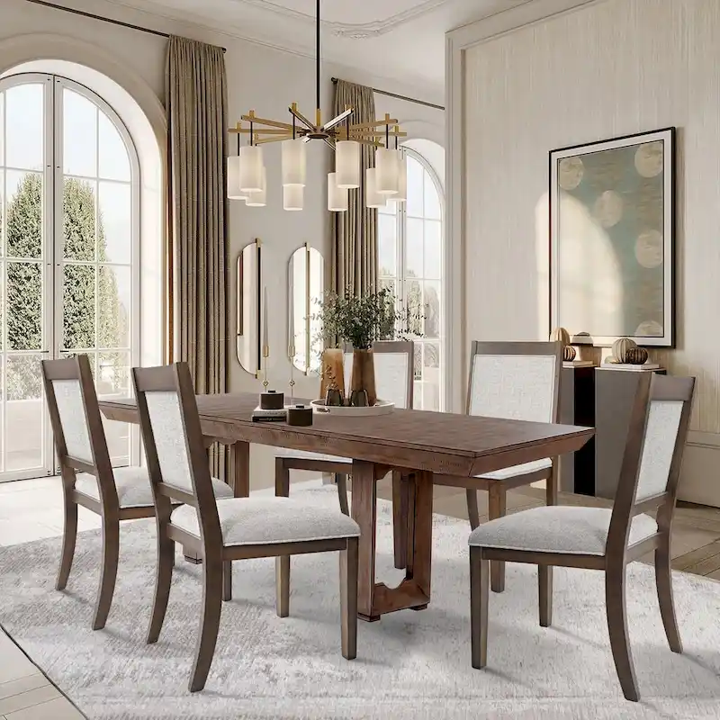 Gray/Neutral Woven Open-Back Upholstered Dining Chair, Set of 2