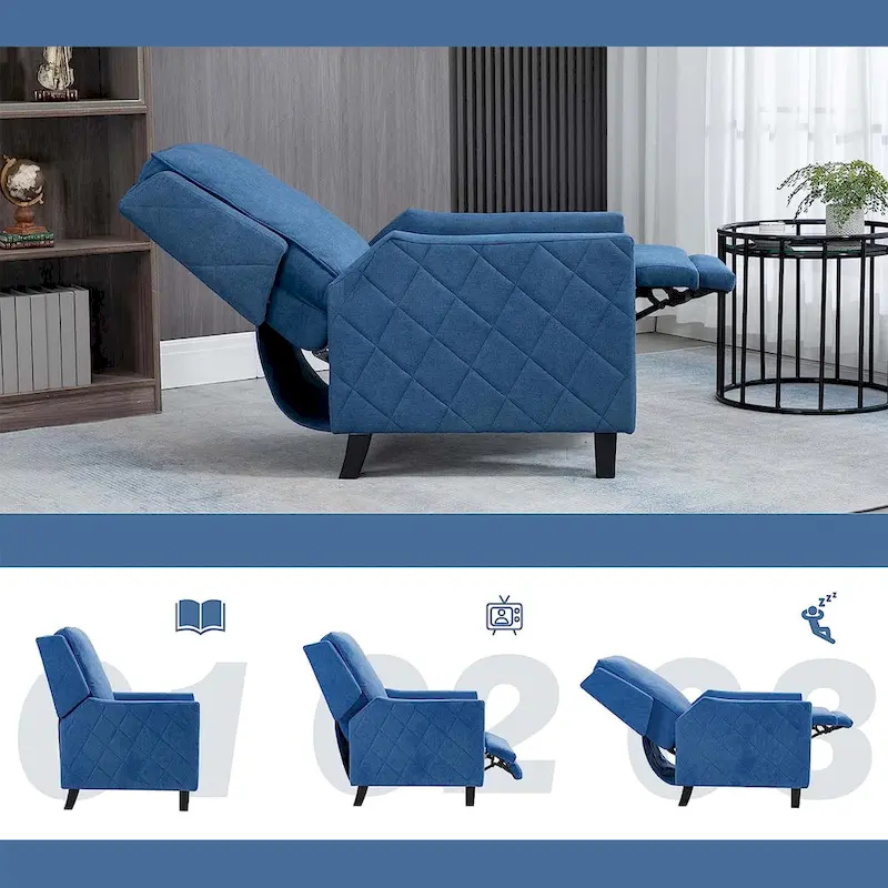 AVAWING Push Back Recliner Chair Linen Wing Back Chair