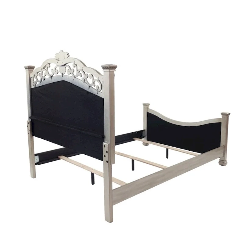 Upholstered HB and FB Bed in Antique Silver