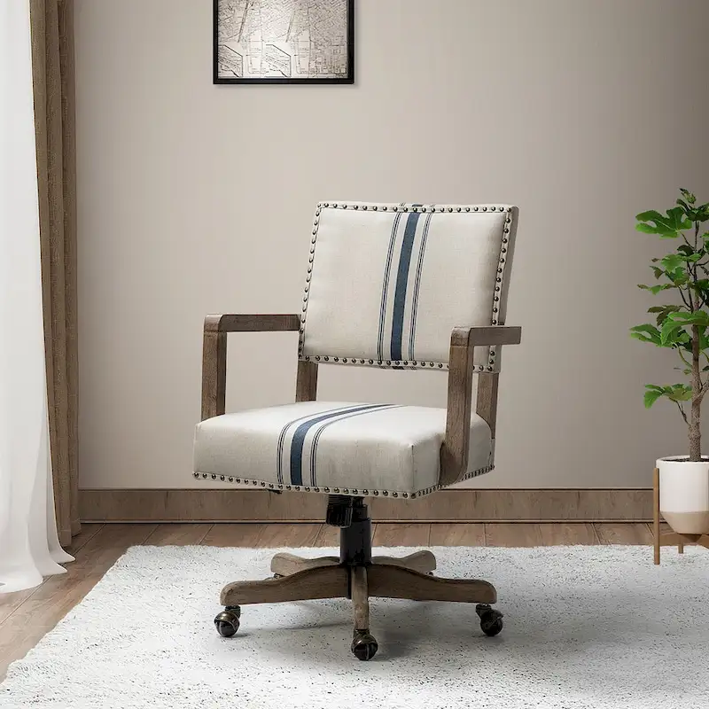 Mid-Back Swivel Height-Adjustable Task Chair with Nailhead Trim