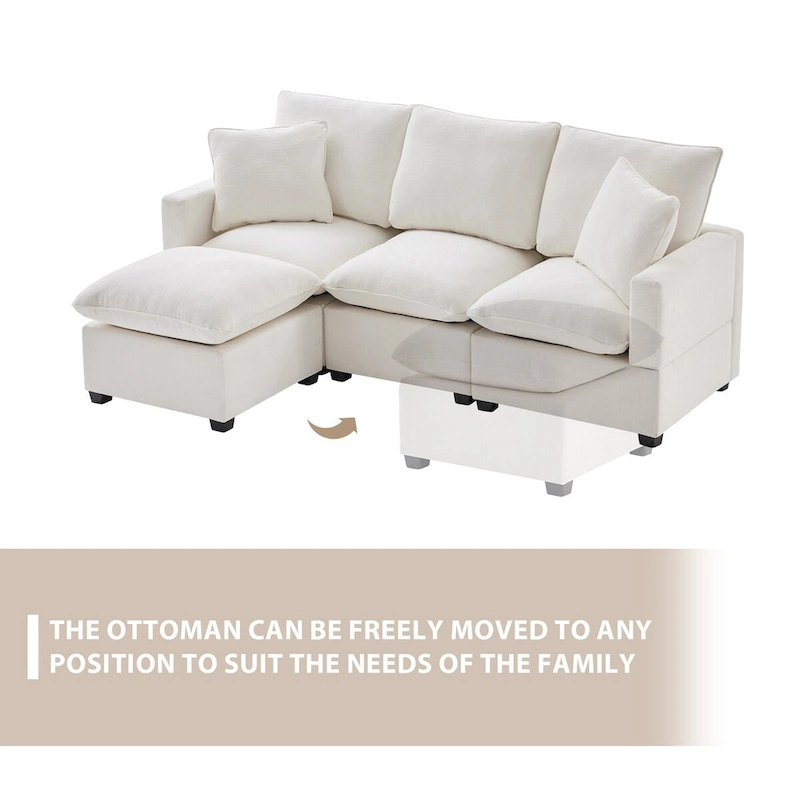 Modern Chenille Modular Sectional Sofa with 2 Pillows