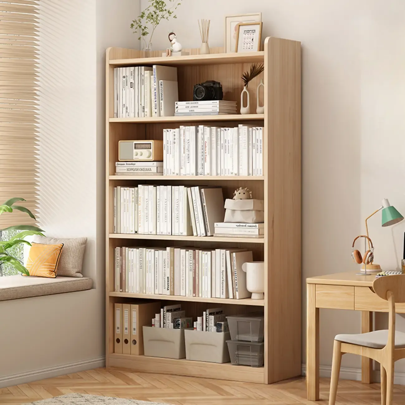 Natural Pine Vertical 6-Tier Barrister Closed Back Bookcase