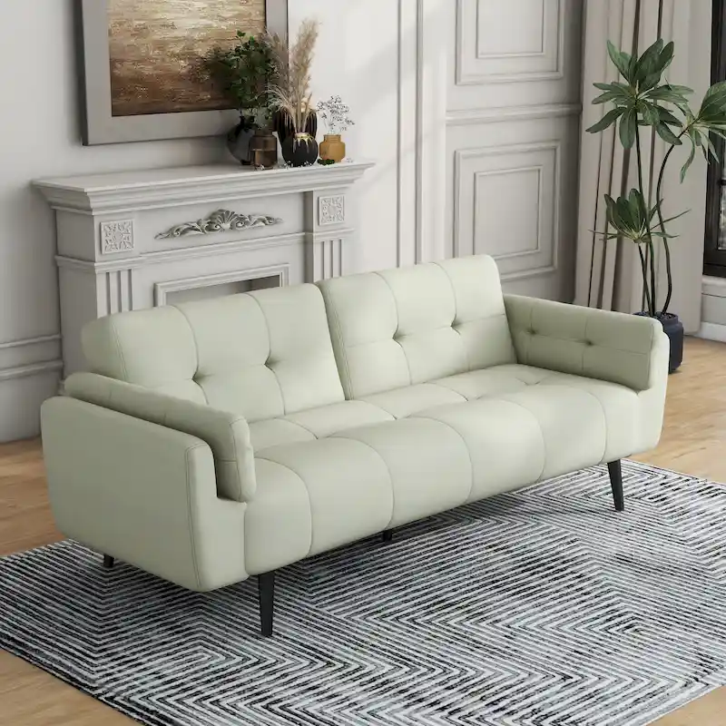 75 Convertible Sleeper Futon Sofa Bed With Adjustable Tufted Back