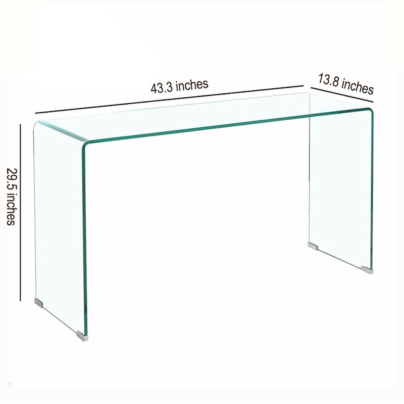 Glass Console Table, Transparent Tempered Glass Console Table