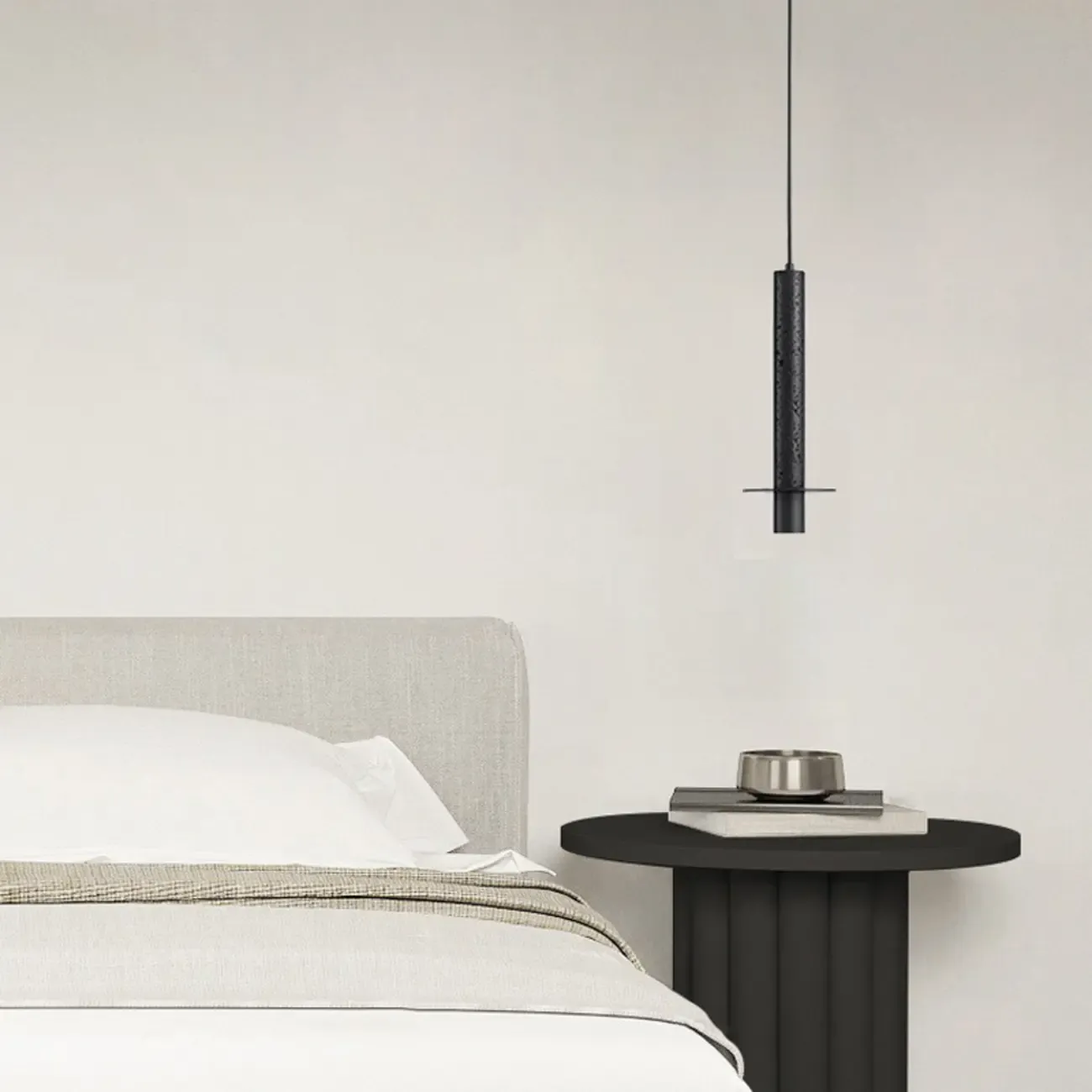 Mini Black Stone Metal Pendant Light for Bedroom