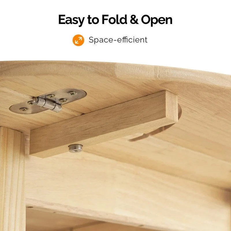 Extendable Round Solid Wood Dining Table (Only Table)