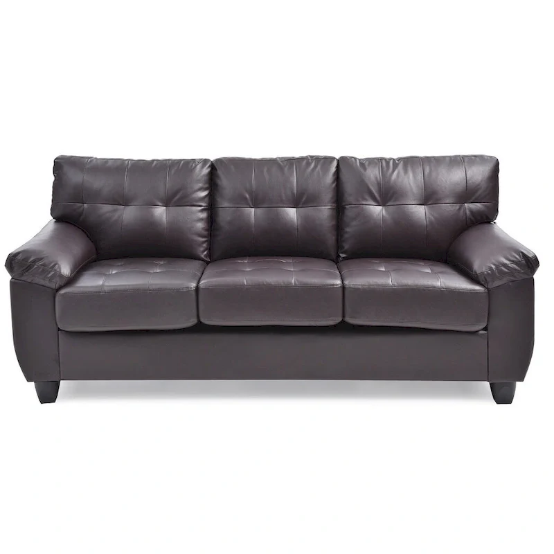 Flared Arm Faux Leather Tufted Straight Sofa - 78  - Brown