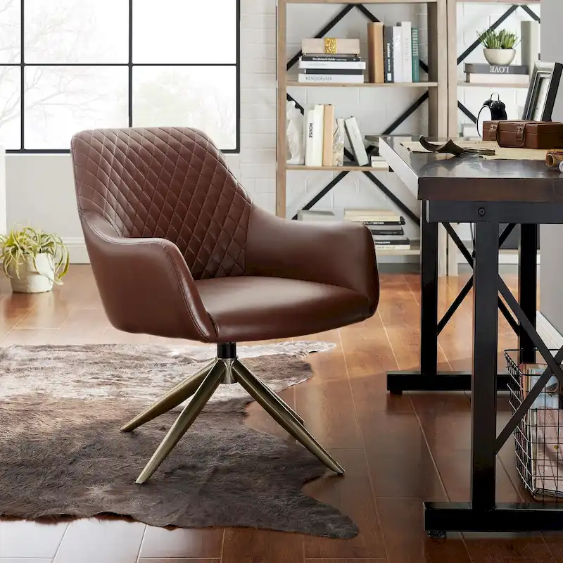 Art Leon Faux Leather Swivel Accent Arm Chair