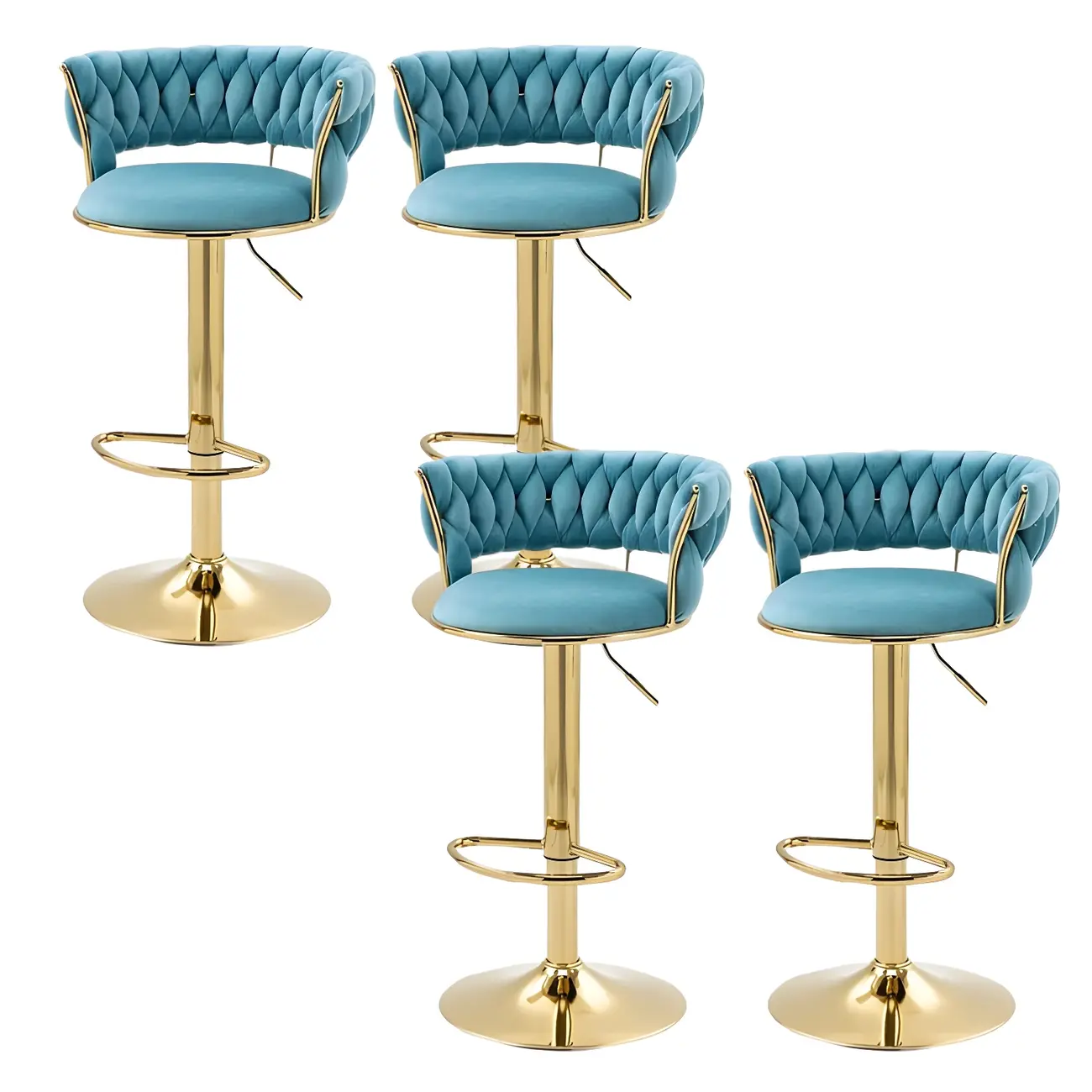 Gold Base Low Back Adjustable Swivel Bar Stool