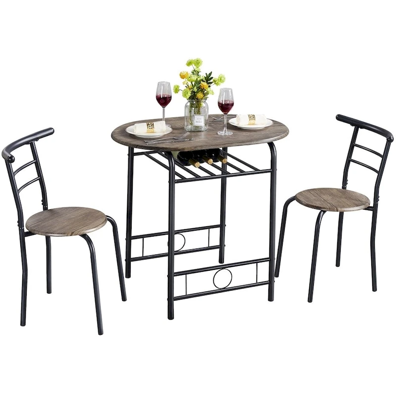 Yaheetech Modern Round Dining Table Set, 3 Piece Dining Room Sets