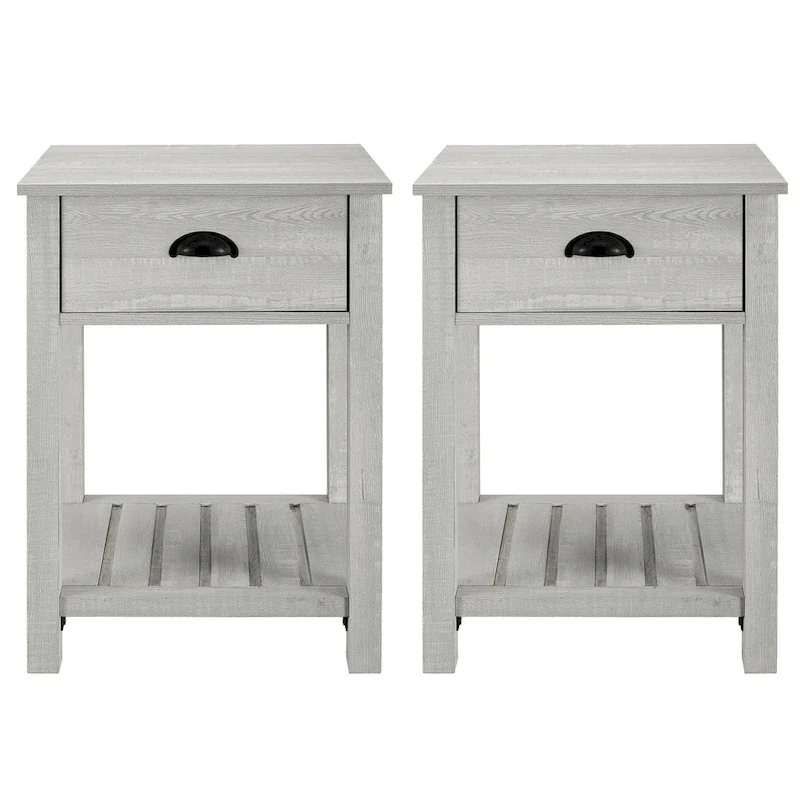 One-Drawer Farmhouse Nightstand, Set of 2