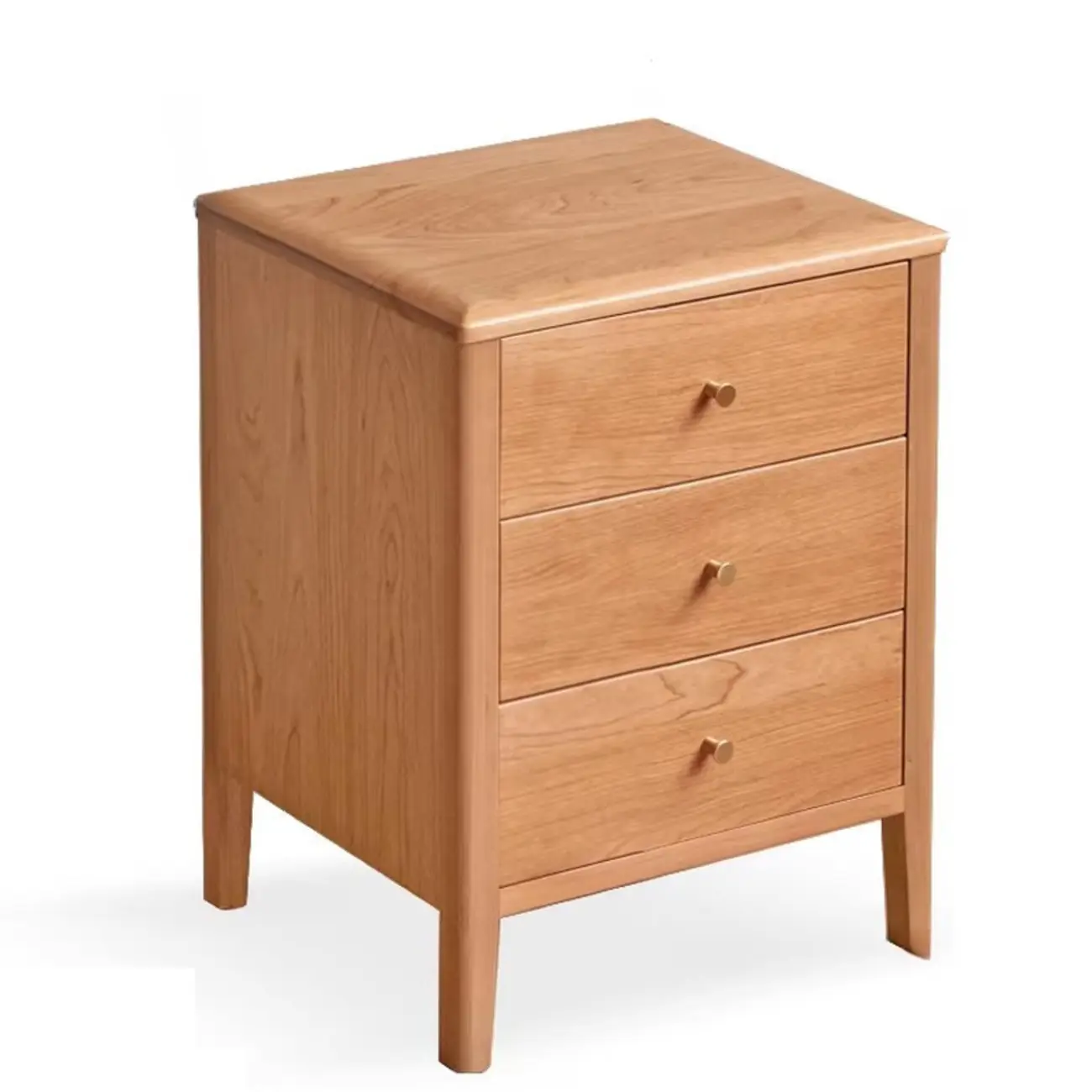 Narrow Modern Wooden Nightstand with 3 Drawers