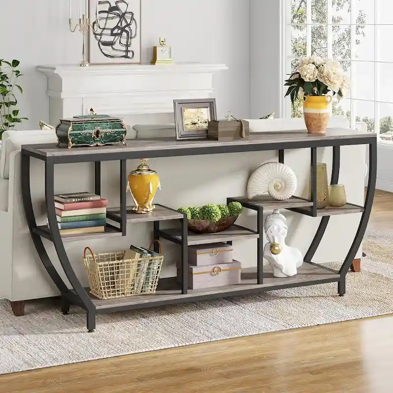 70.9 Inch Extra Long Console Table with Shelves,Sofa Console Table