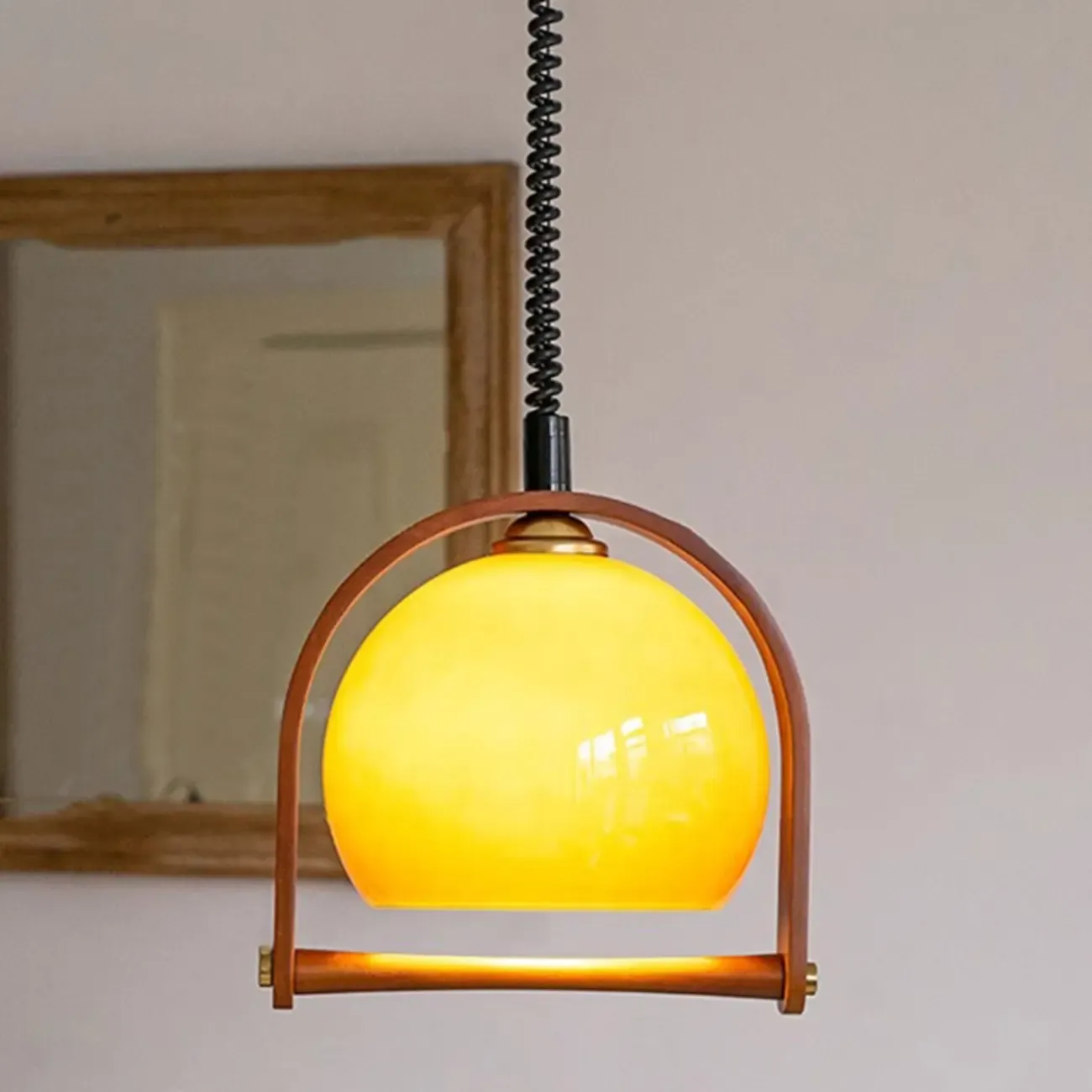 Modern Brown Glass Dome Pendant Lamp
