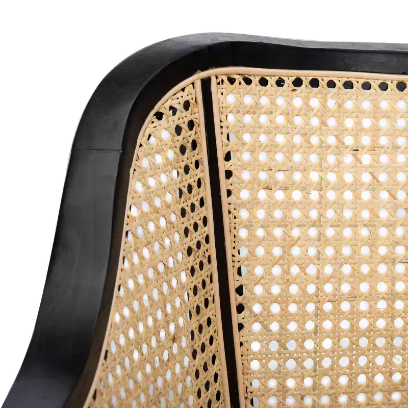 Cane Dining Arm Chair – Elm Wood Frame, Curved Back, White, 275 lb Capacity