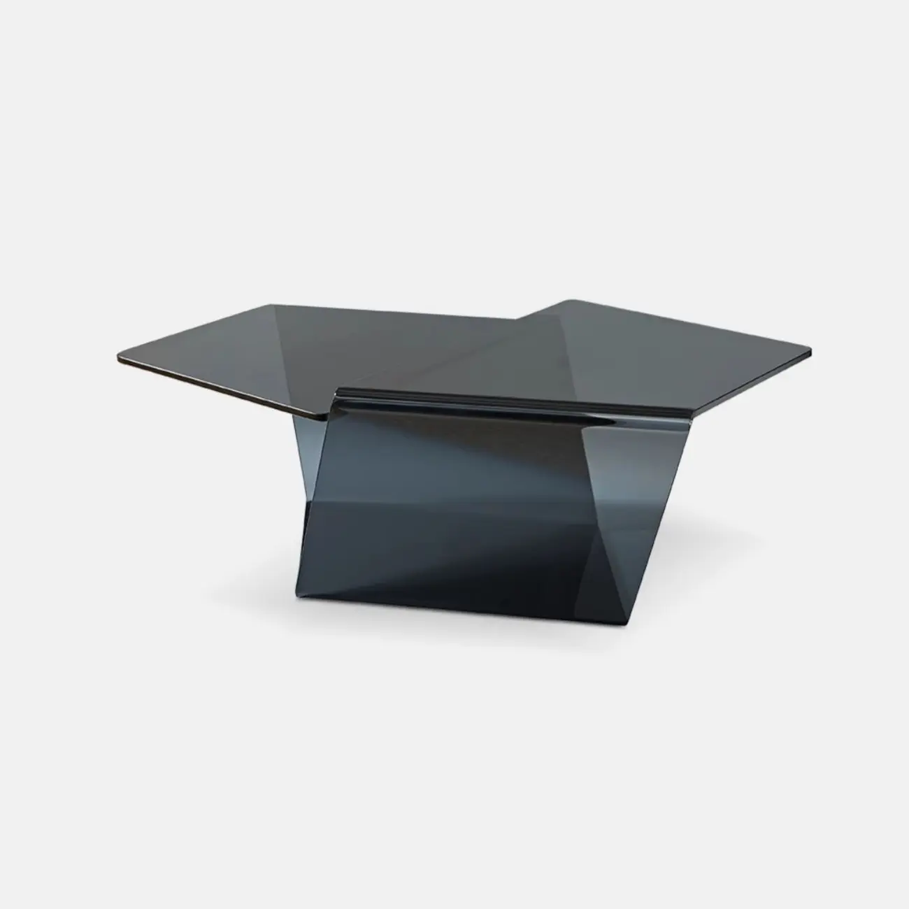 Modern Glass Black Geometric Coffee Table with Free Form