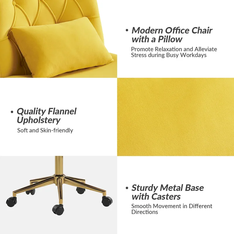 Ollie Modern Flannel Swivel Tilting Office Chair with Pillow by HULALA HOME