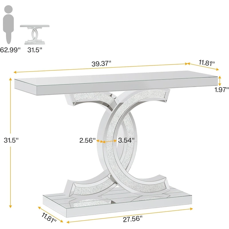 Console Table, Entryway Table with Geometric Legs, Sofa Table - 11.81D x 39.37W x 31.49H