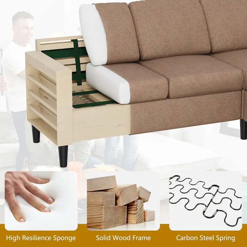 Futzca 74 Convertible Sectional Sofa Couch, Small L-Shaped Sofa