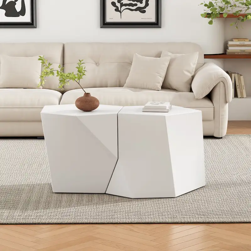 Christopher Knight Home - CloudHouse Modern MGO Coffee Table Set with Geometric Design