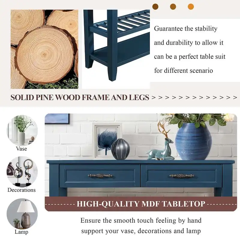 Mid-Century Style 42 Solid Wood Buffet Sideboard