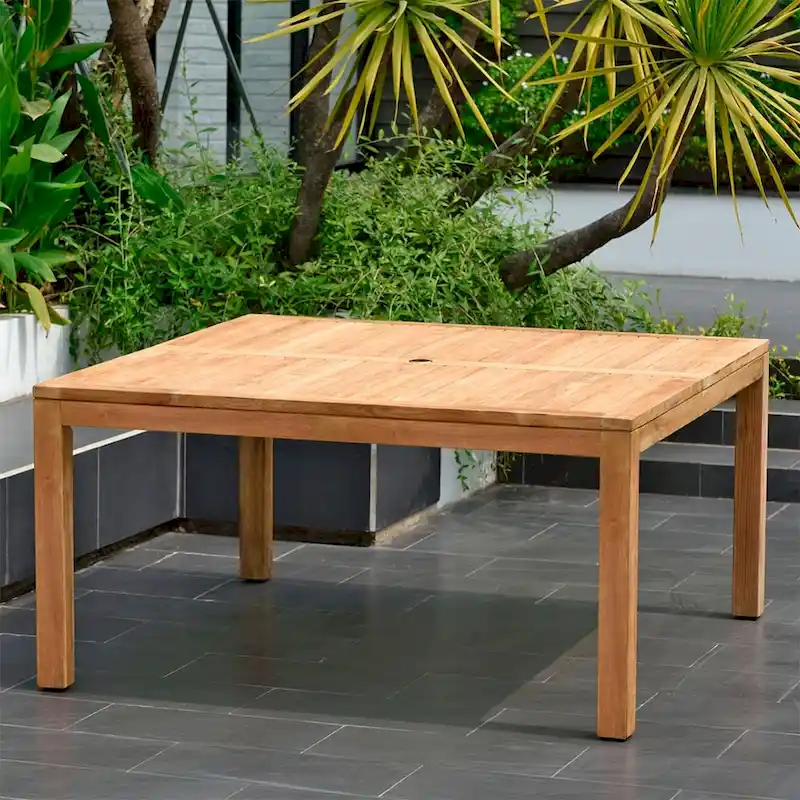 Amazonia Brown Square Teak Wood Outdoor Dining Table - 59 in. L x 59 in. W x 30 in. H