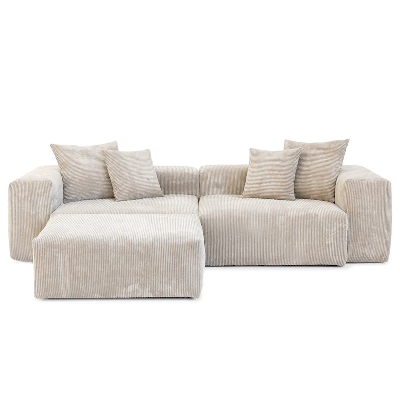 Sectional Couch Sofa with 4 Pillows, Modern Luxurious Modular Sectional Couch with Chaise Ottomans