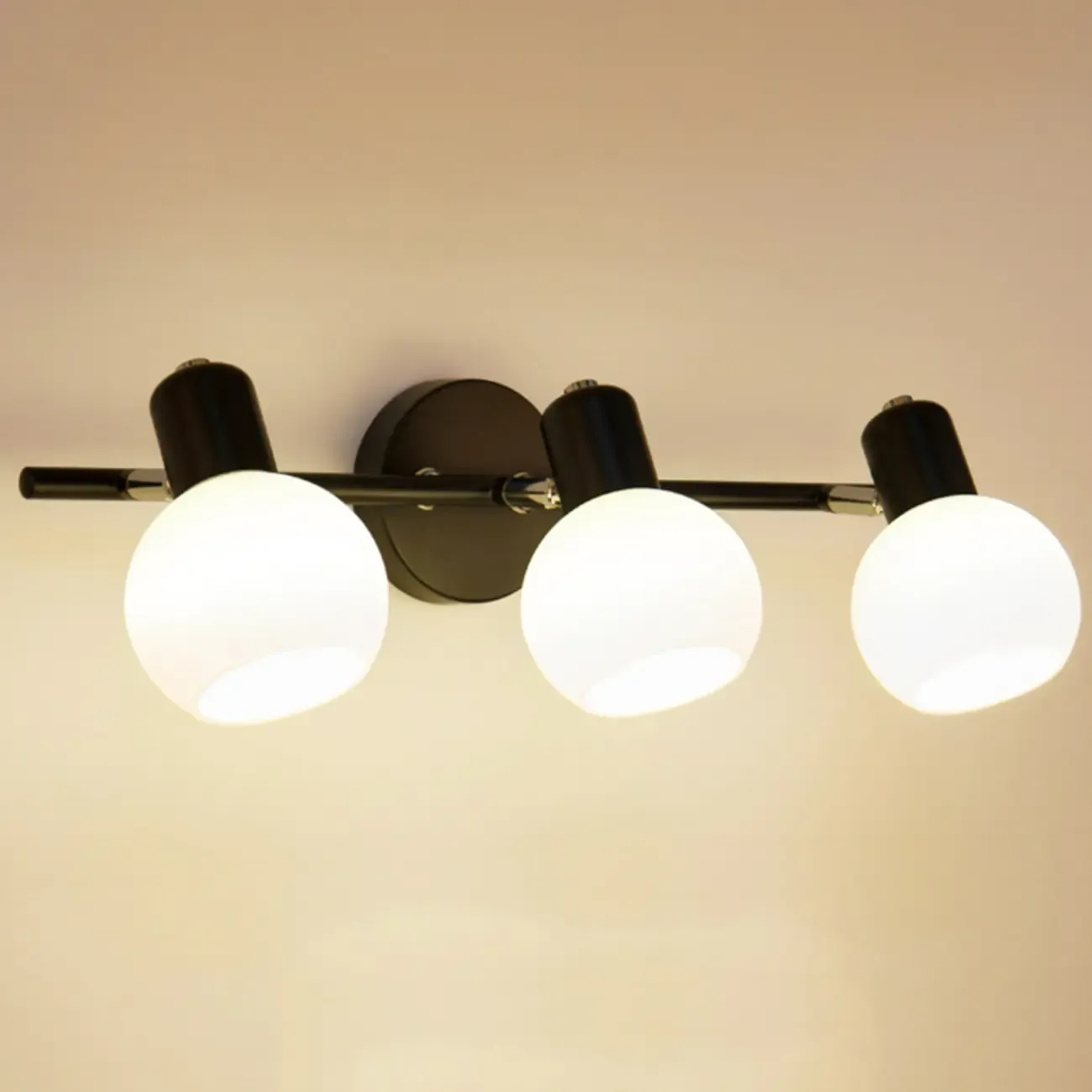 Modern Metal Black Glass Dome Bathroom Vanity Light