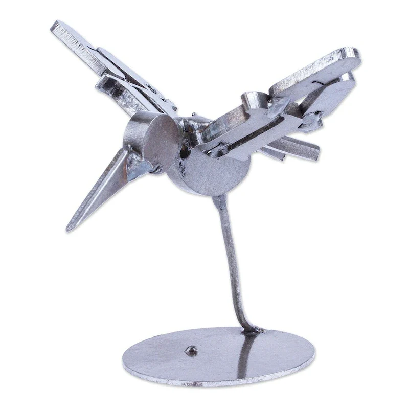 Novica Handmade Powerful Flight Recycled Scrap Metal Statuette